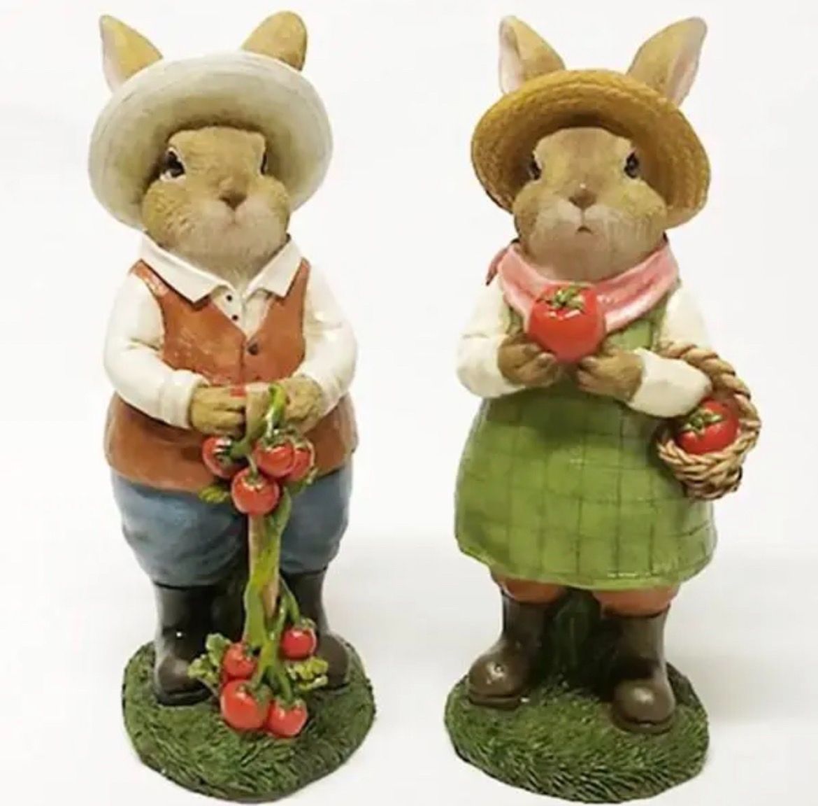 うさぎさんとトマト　男の子＆女の子セット　ラビット　庭　ガーデニング　室内　雑貨 SALE うさぎさんとトマト男の子＆女の子セット ラビット 庭