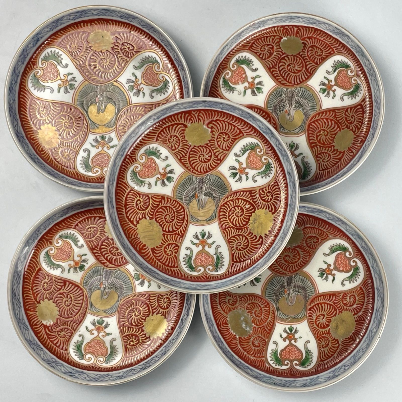 クリアランス 671 錦手 鶴 花 古伊万里 伊万里焼 骨董 アンティーク 5