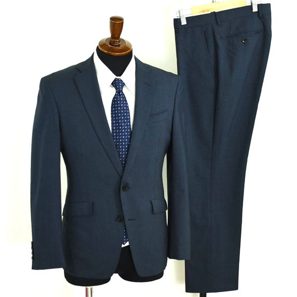 スーツセレクト スーツ 3ピース ダークネイビー シングルタック SLIM TAPERED_2】【春夏】2釦シングルスリーピーススーツ 0