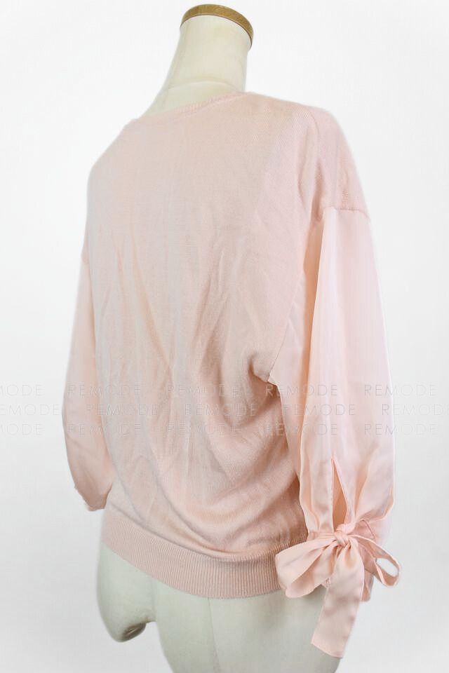 FOXEY｜シフォンリボンスリーブニットプルオーバー