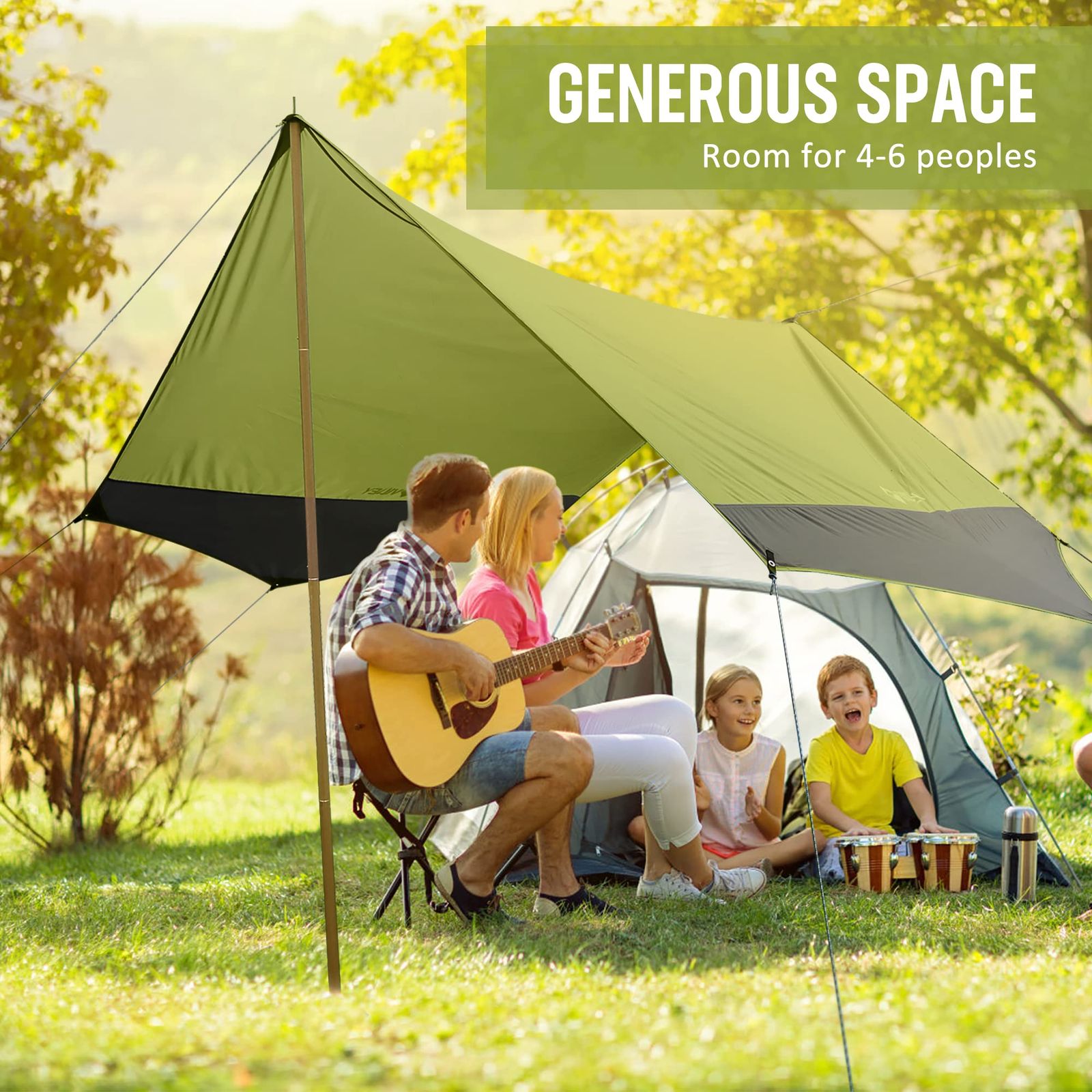 400*350cm_グリーン VILLEY タープ 天幕 キャンプタープ サン