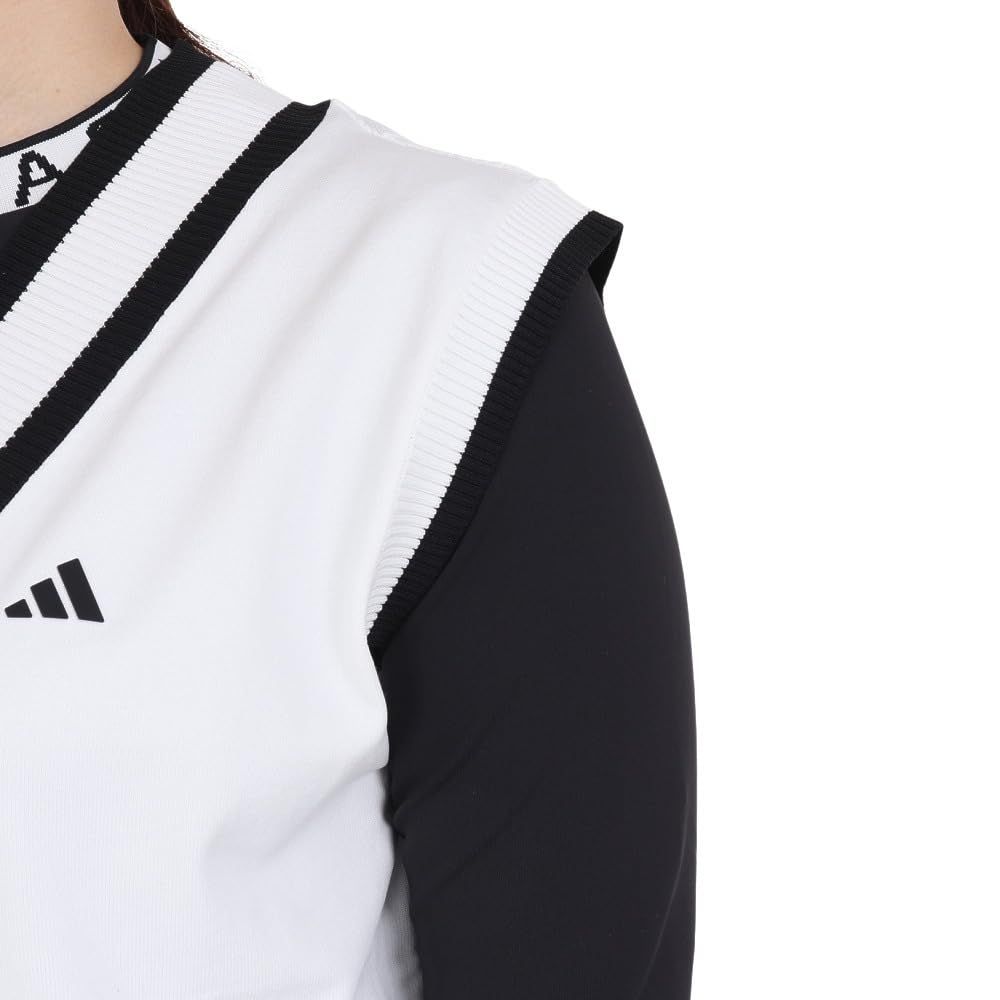 新品未使用　adidas ゴルフベスト ホワイト Vネック adidas ベスト ジレ マルチパターン Vネックベスト「adidas Golf