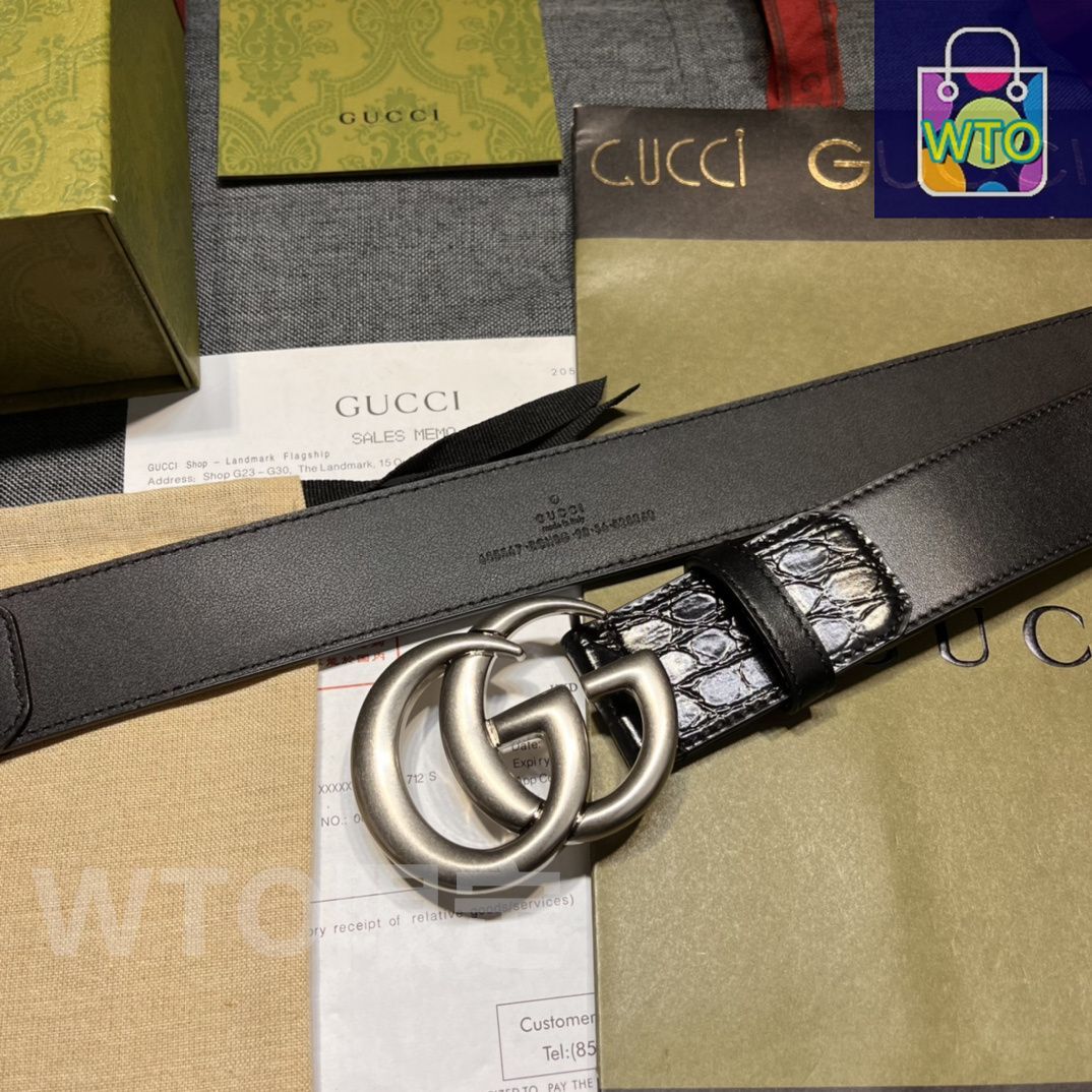 今日WTO】GUCCI New Model ブラックレザーベルト with GG