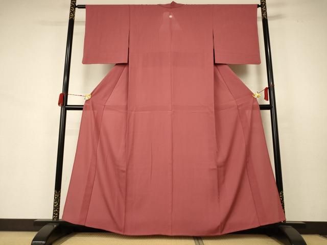 平和屋着物＊夏物 色無地 絽 真赭色 正絹 AABB6747jd