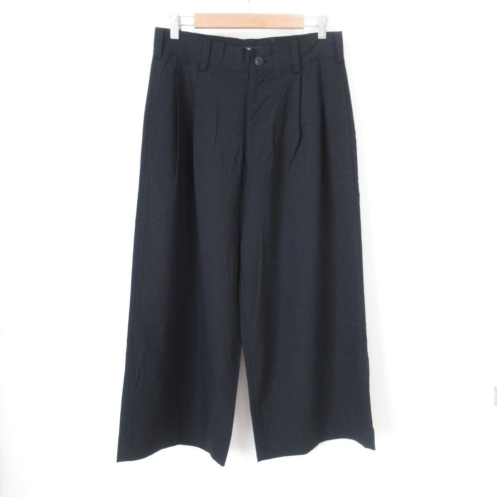 Y s ワイズ Yohji Yamamoto ヨウジヤマモト 80 s ツータックウールパンツ ワイドパンツ ブラック レディース 古着