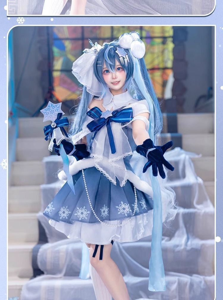 初音ミク 雪ミク2025 コスプレ衣装 フルセット ゲーム＆アニメ風