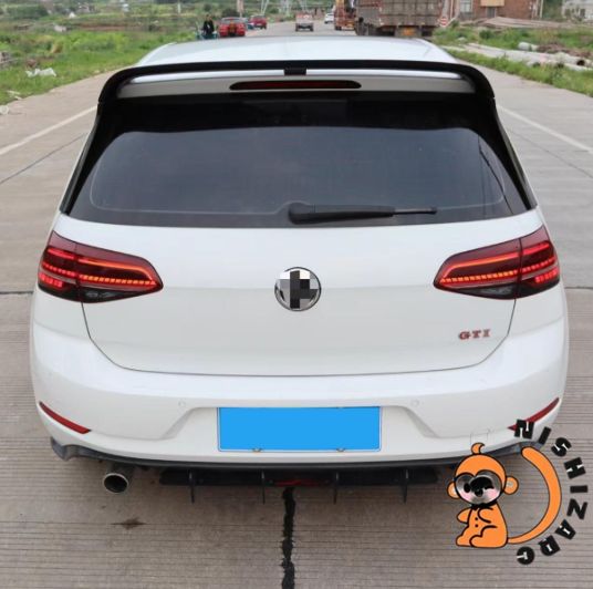 ゴルフ7 7.5 GTI R CS用三段式リアウィング 大型サイドウィング スポイラー ABS製 高品質 LED付き