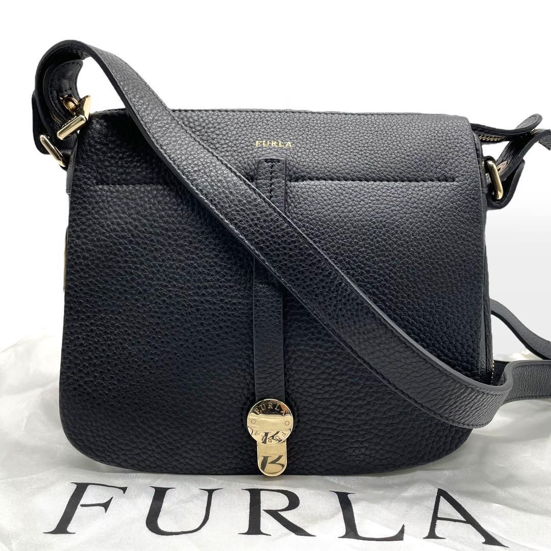 FURLA 本革 ハンドバッグ ブラック　極美品！ 極美品 フルラ FURLA ハンドバッグ 2way ショルダー ブラック