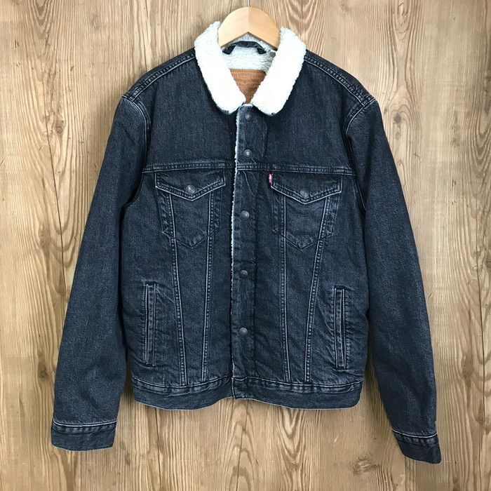 リーバイス ブラック デニム ボア ジャケット サイズ メンズ M  古着 s24120444