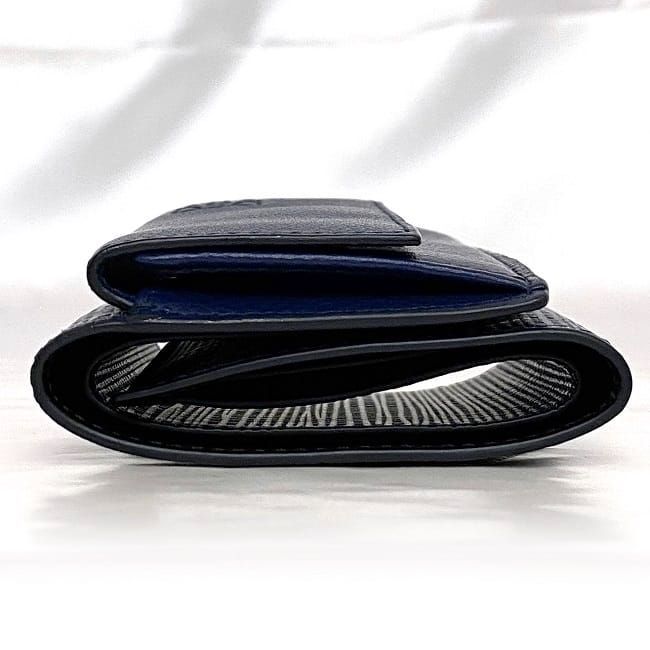 美品✨️ロエベ 三つ折り財布 リピートアナグラム レザー ネイビー ロエベ 三つ折り 財布 ネイビー リピート アナグラム 101.88.S26