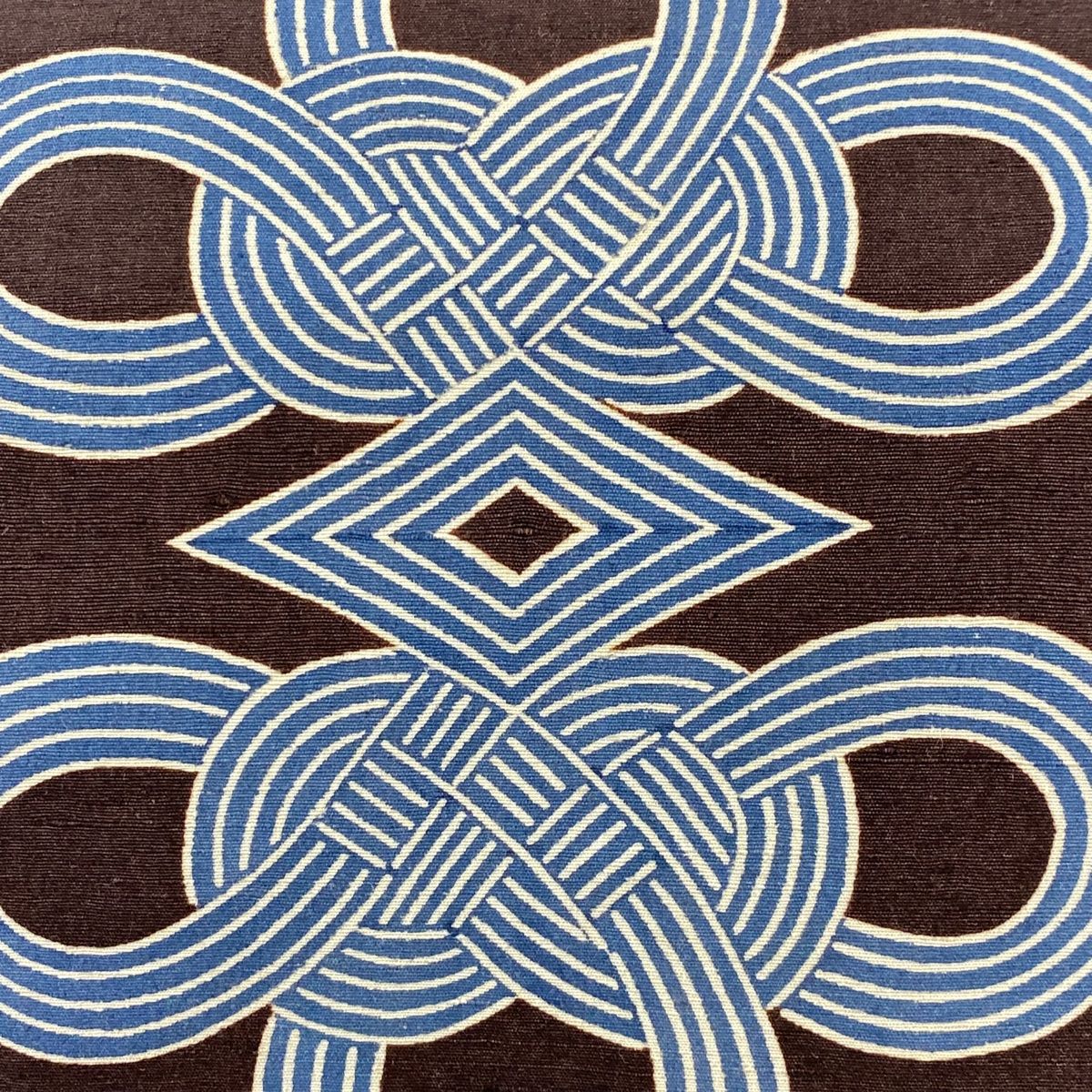 名古屋帯 秀品 紬地 水引文 焦茶色 正絹