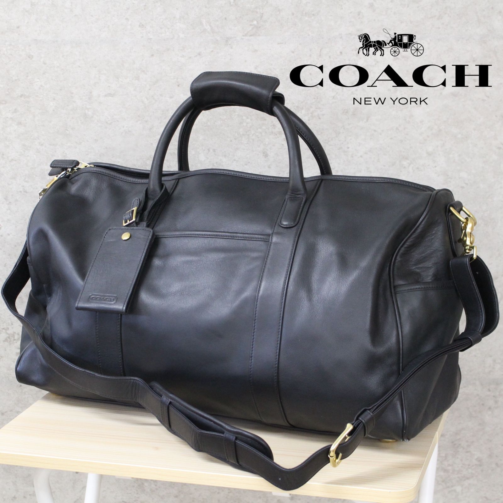 COACH ボストンバッグ オールレザー ブラック 2way 0596 - バッグ