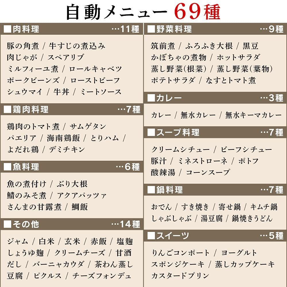 アイリスオーヤマ 電気圧力鍋 圧力鍋 2.2L 1~2人用 低温調理可能 卓上鍋 予約機能付き 自動メニュー69種類 ガラス蓋付き レシピブック付き ブラック