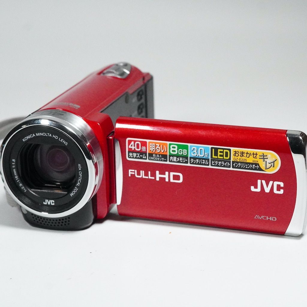 JVC Everio GZ-E225-R フルHDビデオカメラ 動作確認OK JVC Victor Everio GZ-E225-R レッド 動作OK 1週間保証 /1402 - メルカリ