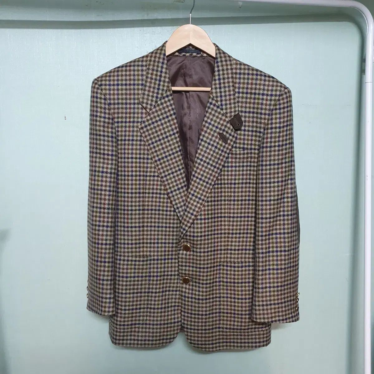 YVES SAINT LAURENT(イヴ・サンローラン) チェック ゴールドボタン 