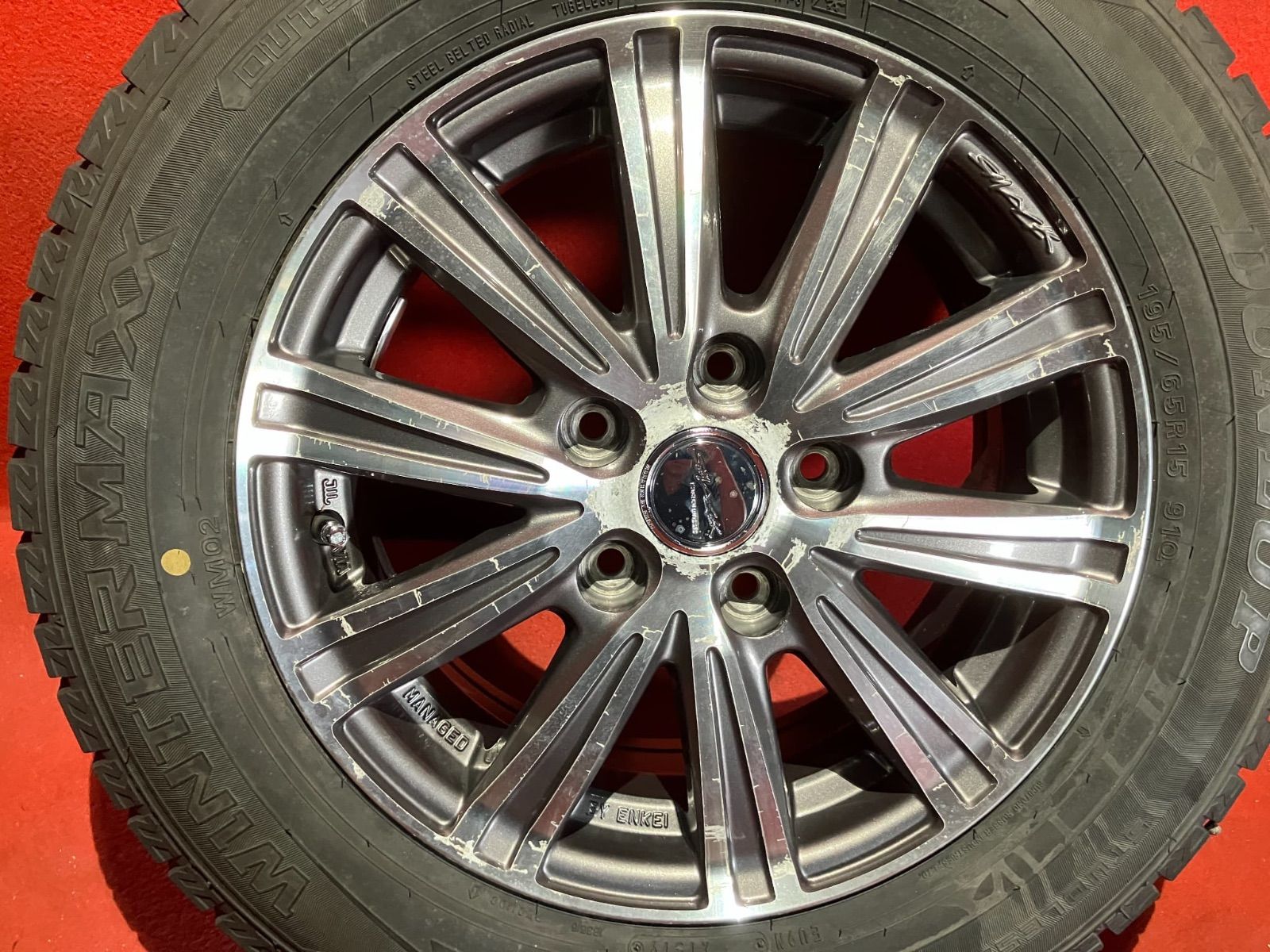 スタッドレスタイヤホイールセット 195 65R15 DUNLOP WM02 15x6.0 53 114.3 5H 社外 SMACK 4本SET FFCRYSTALESIA_COM