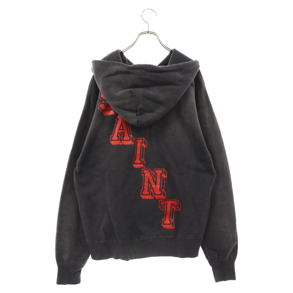 SAINT MICHAEL セントマイケル 24SS HOODIE ANGEL ヴィンテージ加工エンジェルプリントスウェットパーカー SM-YS8-0000-034 グレー L SAINT MICHAEL (セントマイケル) 24SS HOODIE ANGEL ヴィンテージ加工