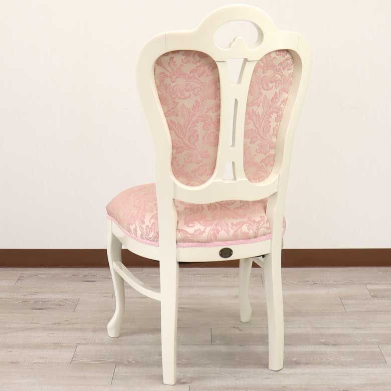 ダイニングチェア パールアイボリー/ピンク布 猫脚 イタリア 【公式通販】