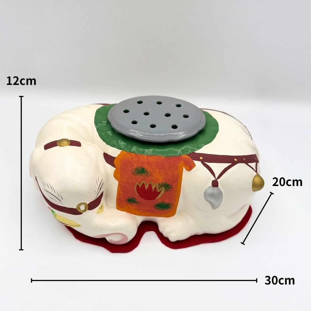 白象 彩色陶製香炉 30×20×12cm ミニ仏具 一点物 インテリア 開運