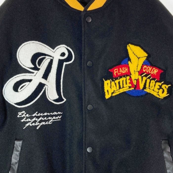 ☆SKATE PARK スケートパーク 袖レザー ワッペンスタジャン ブラック