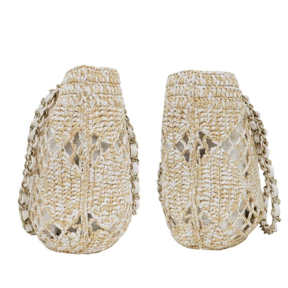 【VINTAGE】CHANEL ラフィア スモールショッピングバッグ VINTAGE】CHANEL ラフィア スモールショッピングバッグ (CHANEL