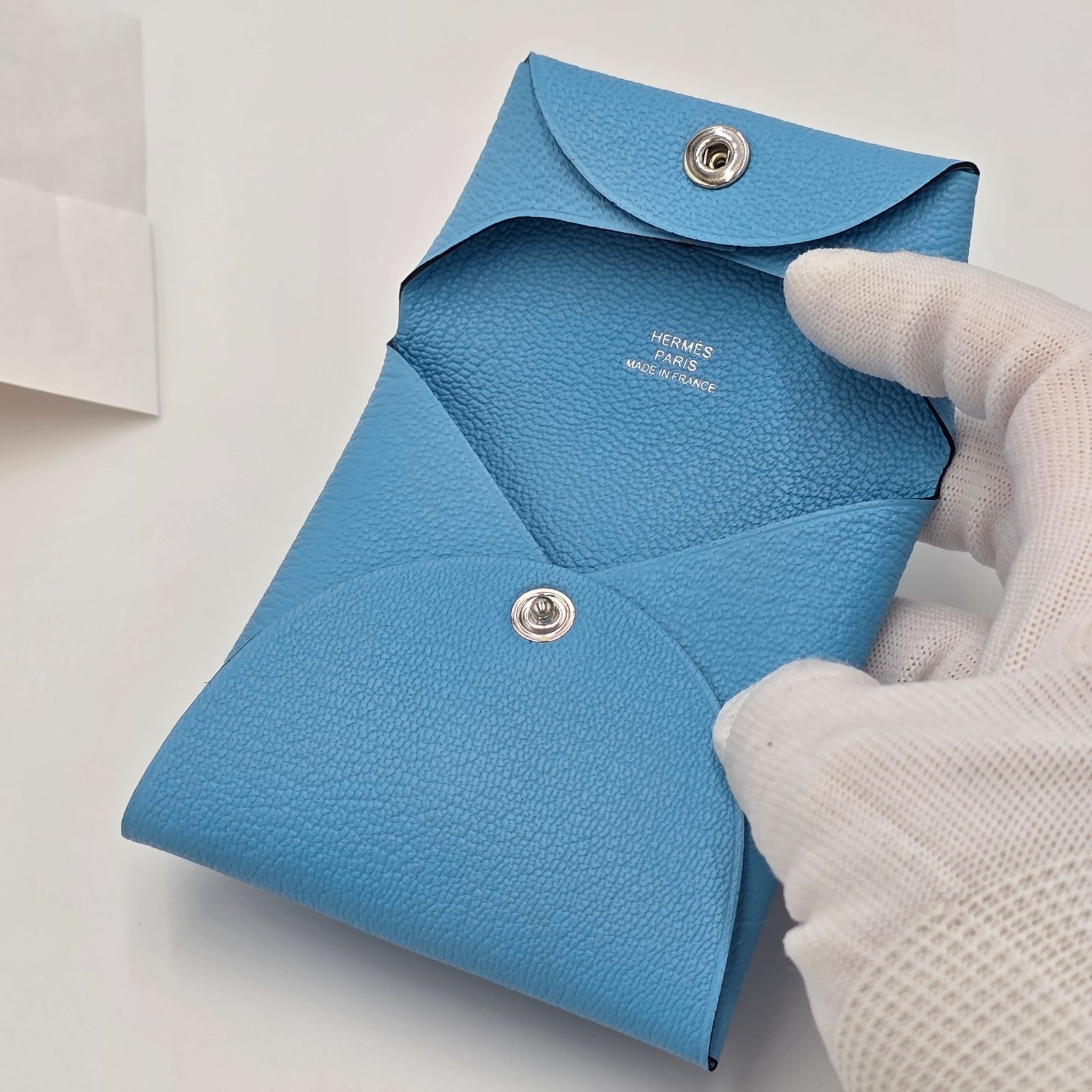 新品未使用HERMESエルメス　バスティア(セレスト)W刻印 新品／N】ショップカード付 HERMES エルメス バスティア
