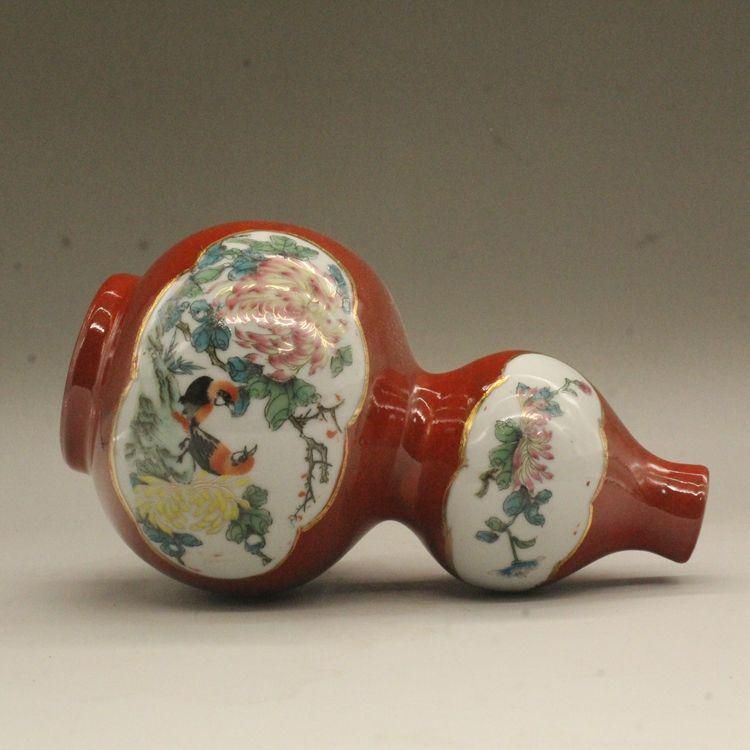 宋代鈞窯嵌鉗宝石花釉扁瓶  景徳鎮 陶磁器 装飾品 現代工芸品美術品 置物 居仁堂款紅釉粉彩花鳥瓢?瓶 景徳鎮 陶磁器 装飾品 現代工芸品