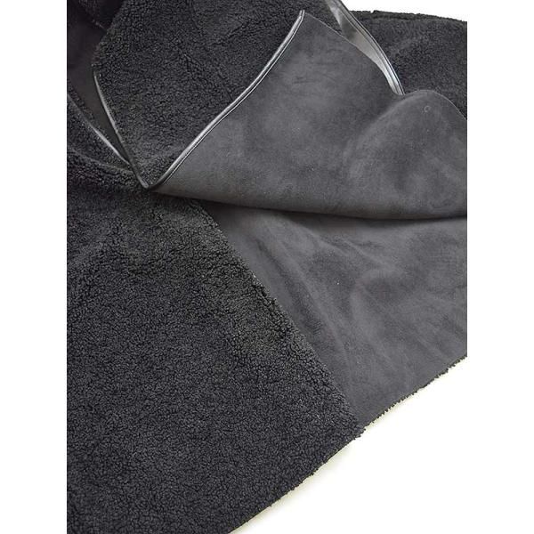 INSCRIREアンスクリア18AWパイピングフェイクムートンコートブラック