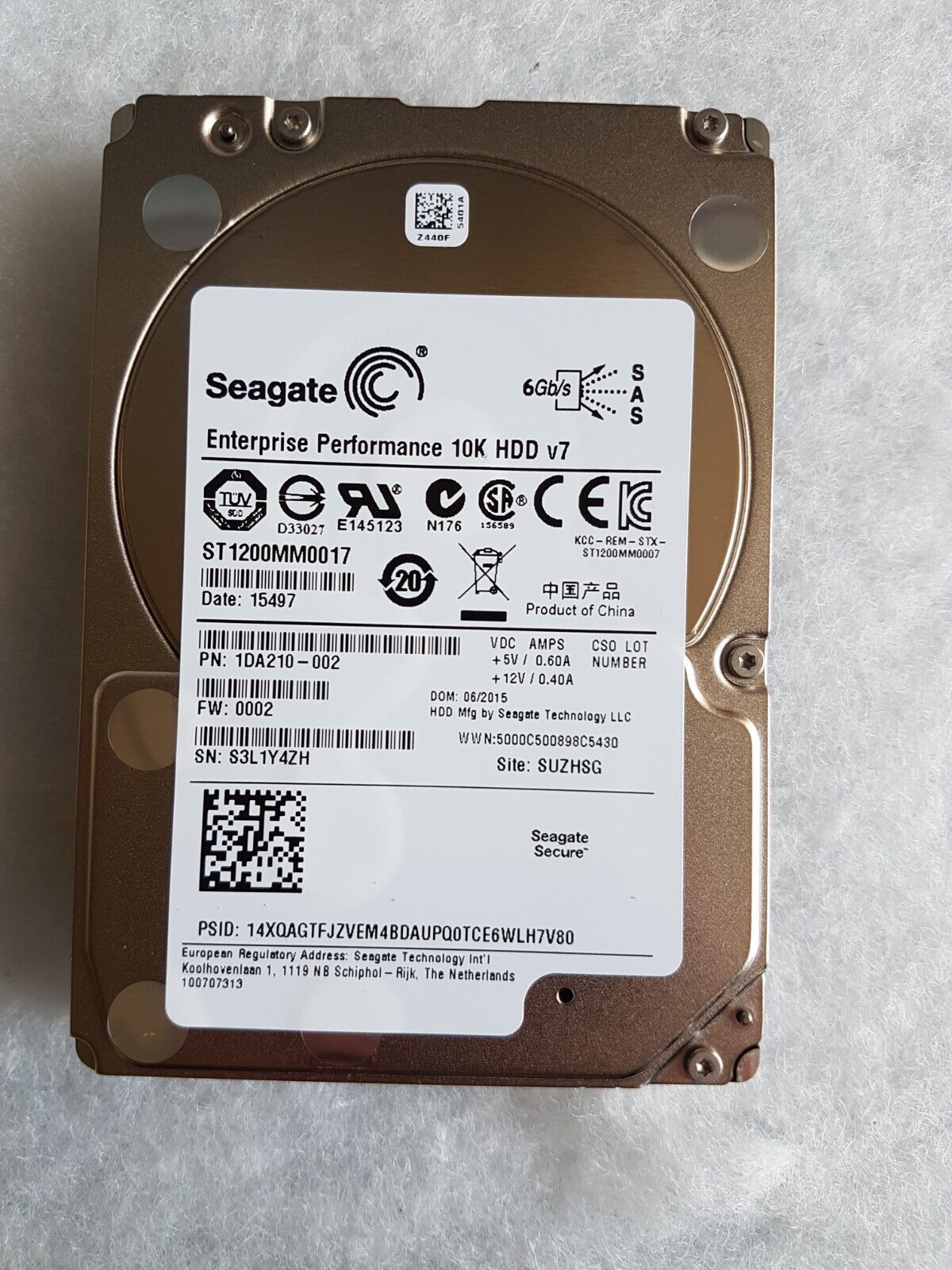 SEAGATE 1.2TB 6G SAS 10K 2.5インチ SFF HDD ハードドライブ ST1200MM0017 - HP P0000667-001