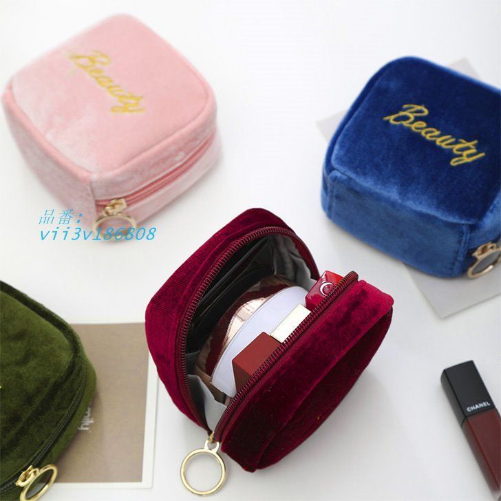 メイクポーチ 小物入れ 化粧 コスメ 縦型 バニティ 持ち歩き用 韓国 シンプル 小さめ レディース ミニ おしゃれ 大人 子供 収納 ベロア  vii3v186808