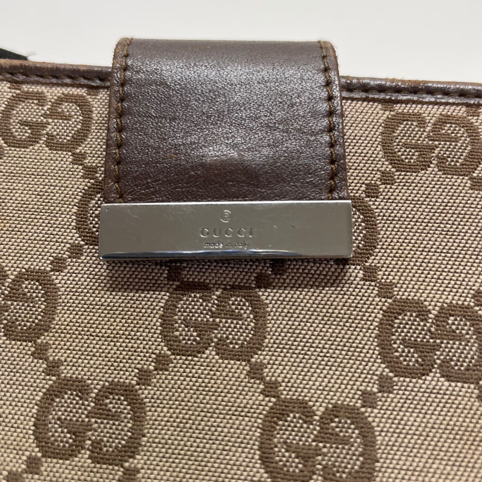 2193 GUCCI グッチ 折り財布 キャンバス GG ブラウン Wホック