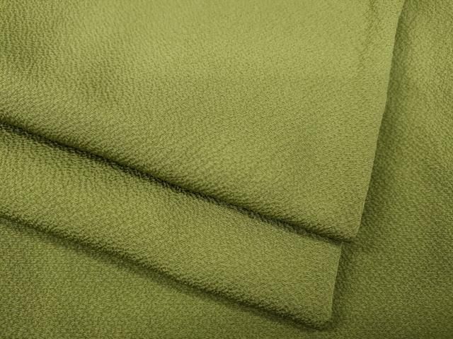 平和屋着物●上質な色無地 霞地紋 鶯色 正絹 CAAZ2602ut