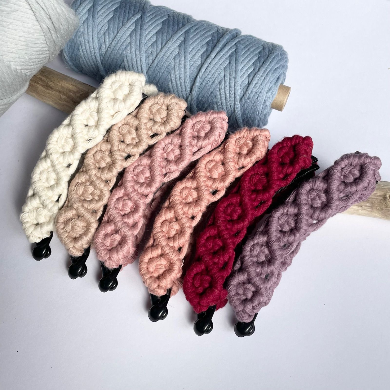 バナナクリップ ヘアクリップ クリップ マクラメ ハンドメイド 手作り  