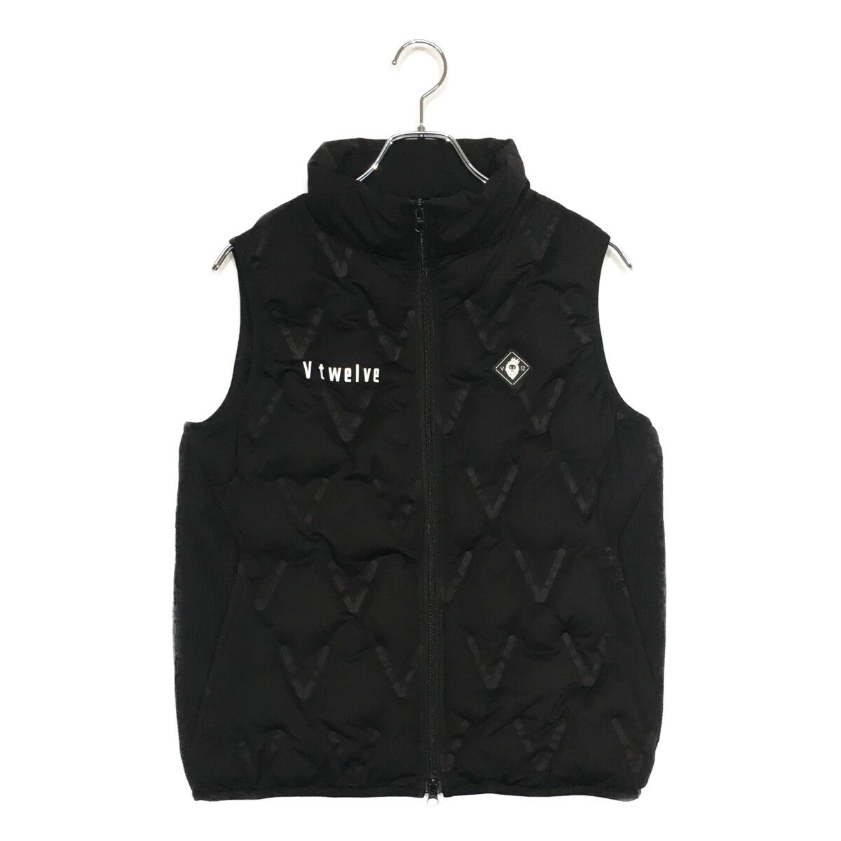 メンズ ヴィ トゥエルヴ V12 ベスト S 黒 ブラック ダブルジップ 中綿入り 防寒