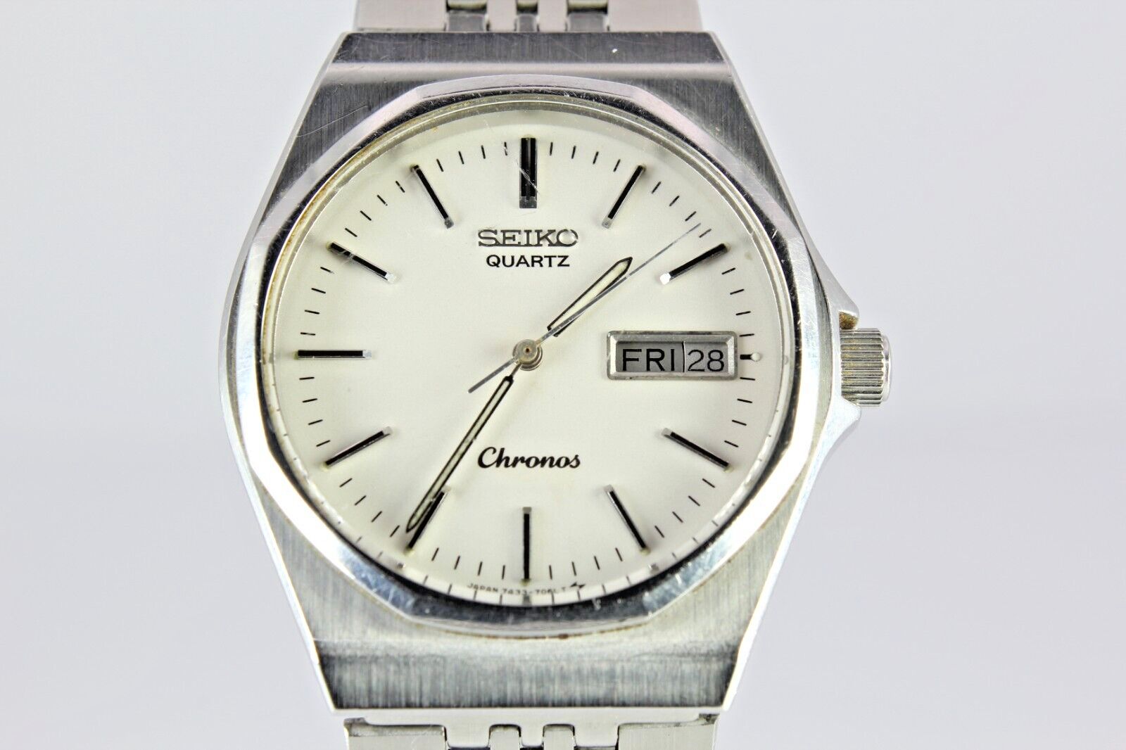 セイコー 7433-7040 クォーツ シルバー メンズ腕時計 ヴィンテージ