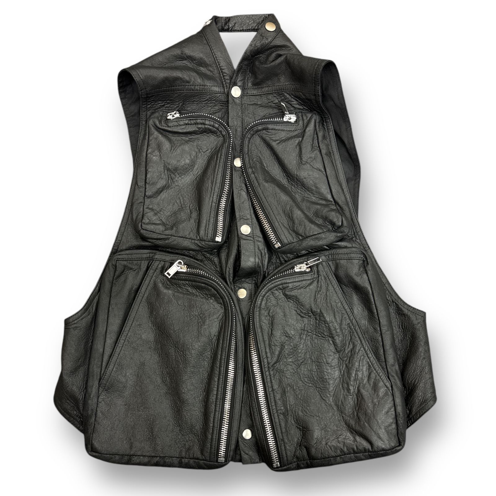 参考上代306900円 Rick Owens 24AW GILET IN PELLE - CARGO