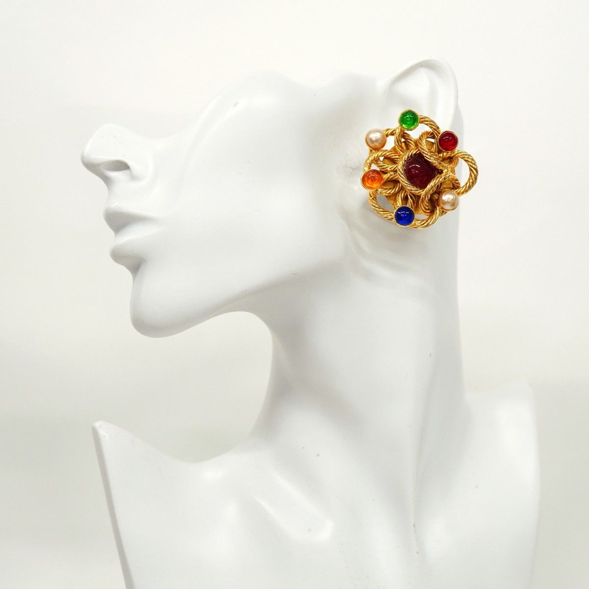 5jeb0177】シャネル イヤリング ヴィンテージ GPメッキ フェイクパール  