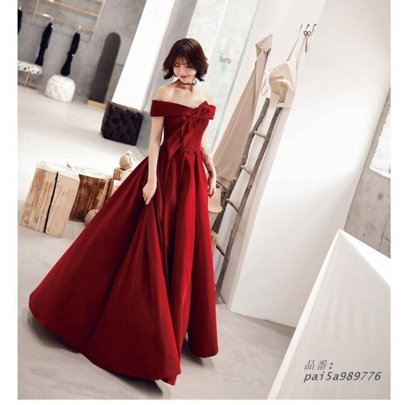 ウエディングドレス パーティードレス オフショルダー ロングドレス 結婚式ドレス カラードレス 二次会 食事会 お呼ばれ 披露宴卒業式 謝恩会 30代40代 成人式 pai5a989776
