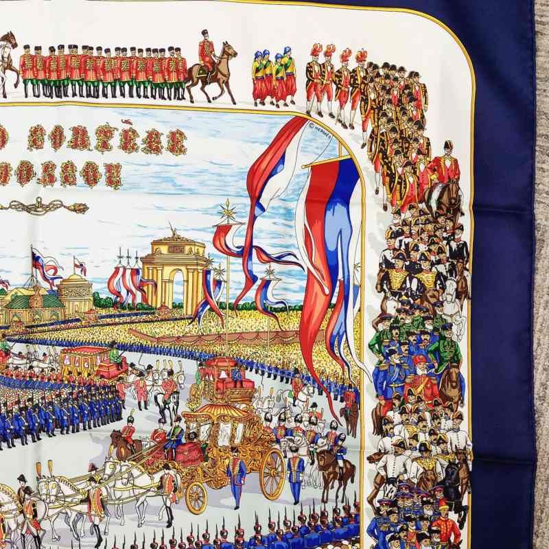エルメス　カレ90　シルクスカーフ　モスクワ大行進 HERMES エルメス スカーフ カレ90 GRAND CORTEGE A MOSCOU