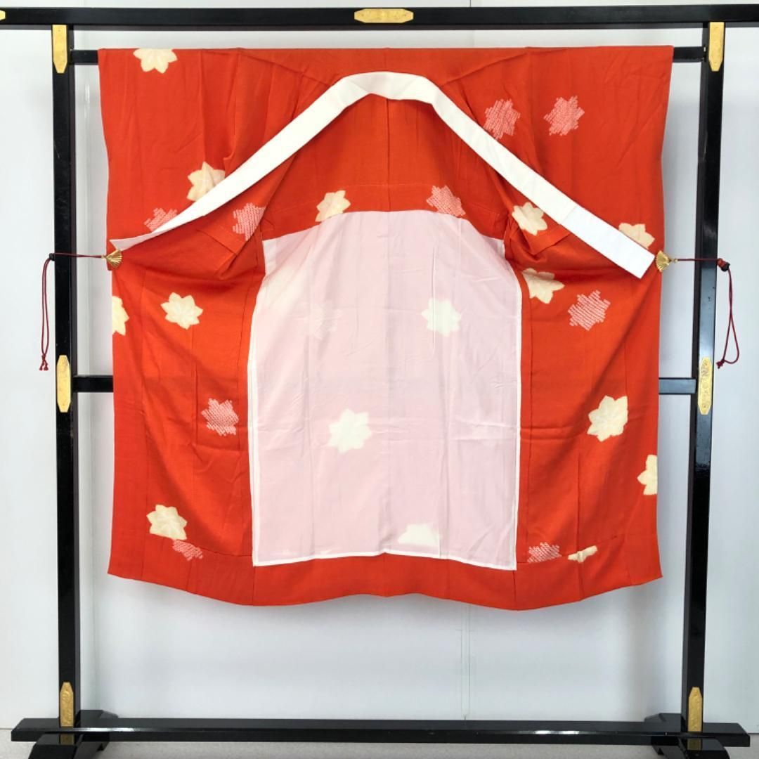 長襦袢 単衣 絞り 紅葉 紅葉色 半衿付 J-344