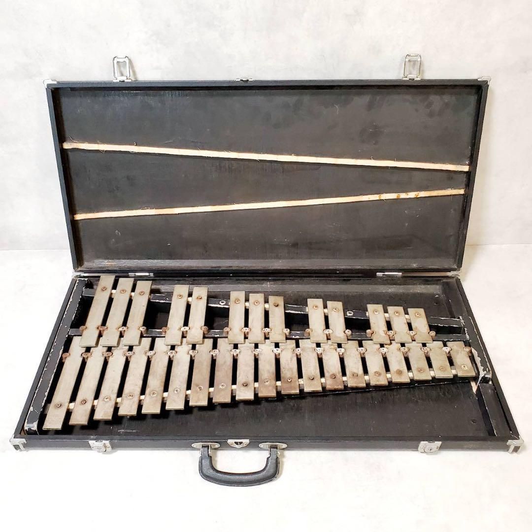 激 現状品 YAMAHA ヤマハ グロッケン 鉄琴 YG-150 打楽器 ビンテージ 現行未販売モデル サビ 汚れあり 収納ケース付き 音楽教材