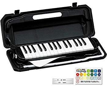KC キョーリツ 鍵盤ハーモニカ メロディピアノ 32鍵 ブラック P3001-32K|BK ドレミ表記シール クロス お名前シール付き 2mvetro
