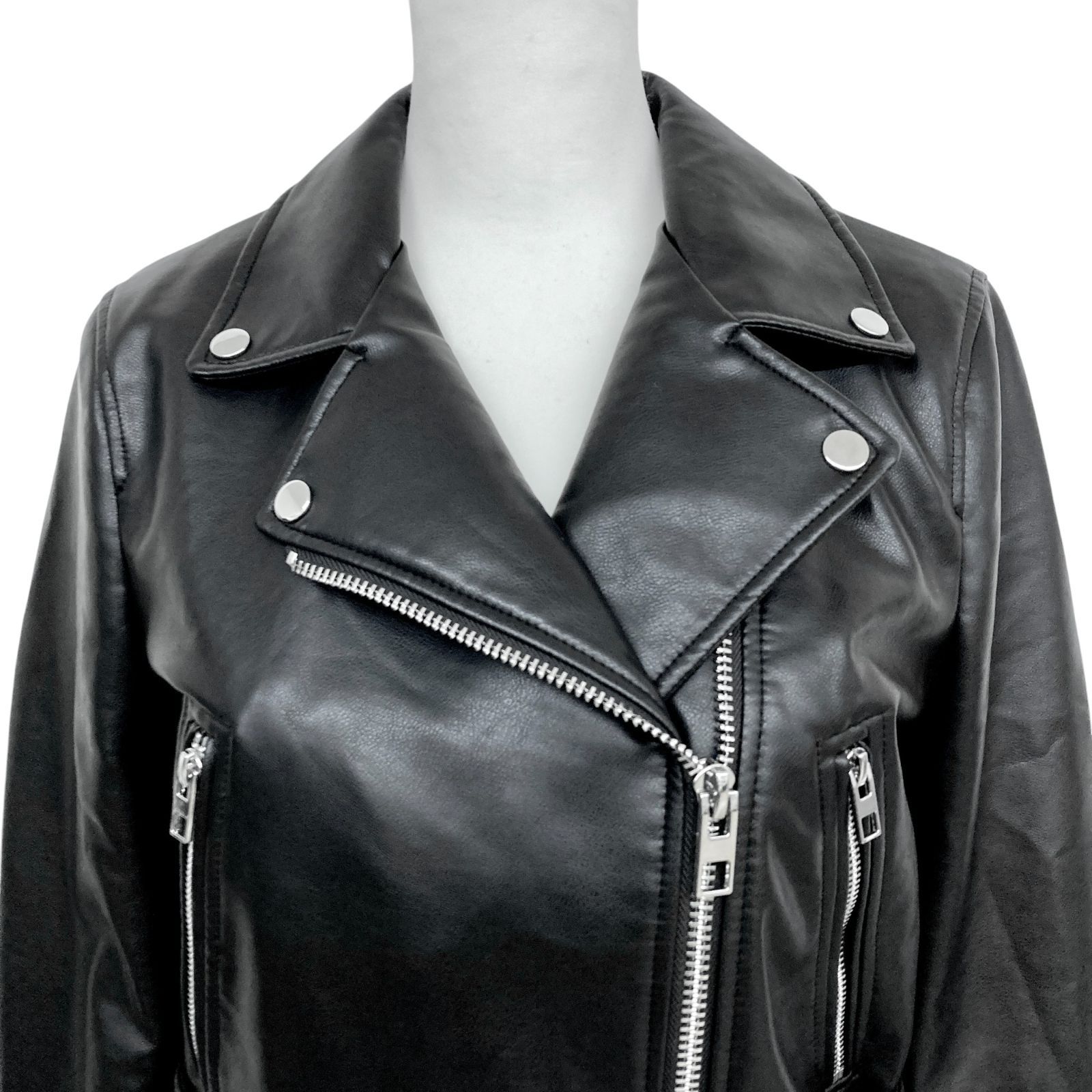 美品】ザラ ZARA ダブル ライダース レザー ジャケット サイズM ☆美品