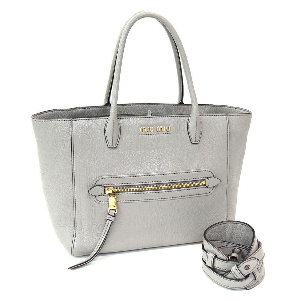 ミュウミュウ 2WAYハンドバッグ マドラス グレー - メルカリ 