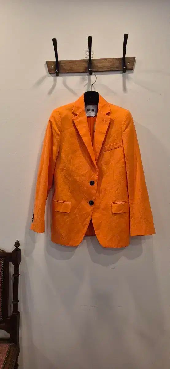 MSGM 40 パステルオレンジ リネン混紡ジャケット