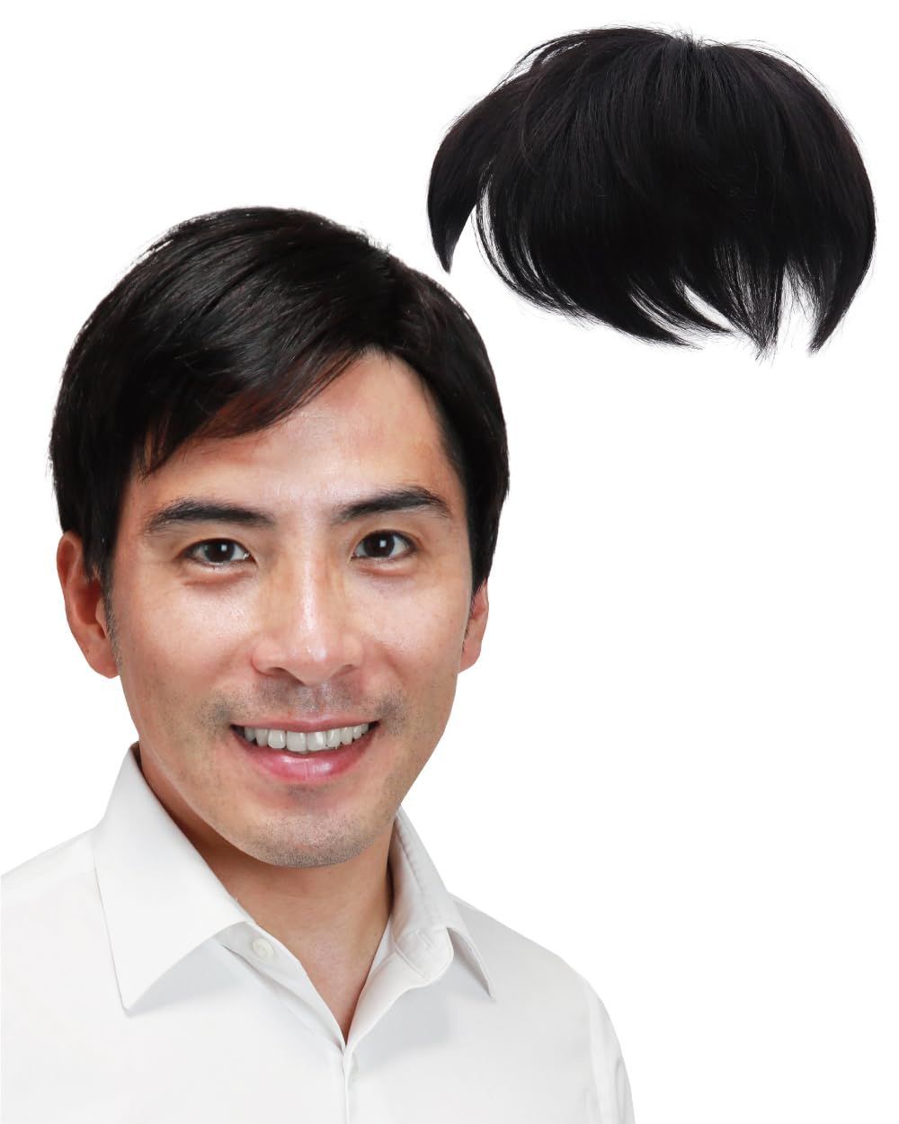 人毛100％ トップピース 軽い カツラ 白髪 薄毛 脱毛 フリーサイズ ポイントウィッグ つむじ 付け毛 wig 頭頂部 かつら 自然 ショート メンズ 黒 ナチュラルブラック 部分ウィッグ 男性 ヘアピース MY-341-Nbk 広範囲 TefuRe