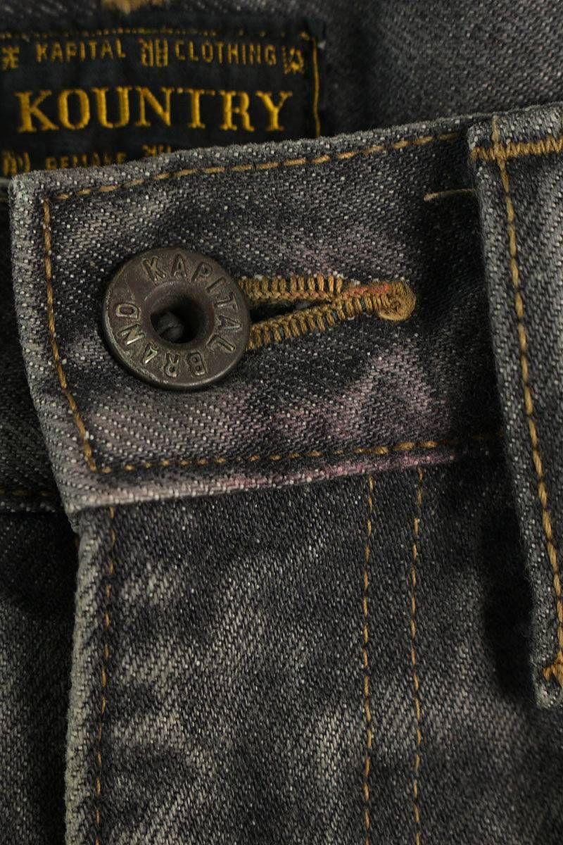 キャピタル EK-1052 BONE刺繍14ozブラックデニム5Pショートパンツ 