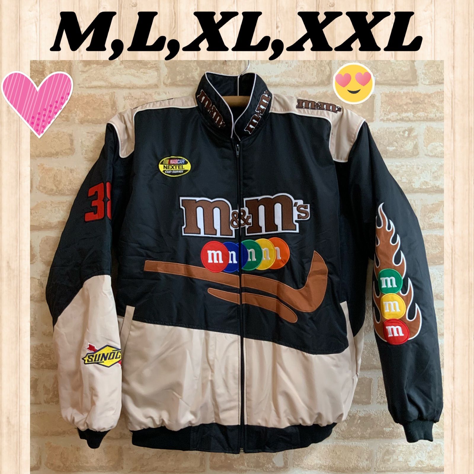 エムアンドエムズ m&m’s ブルゾン レーシングジャケット BL BK XL