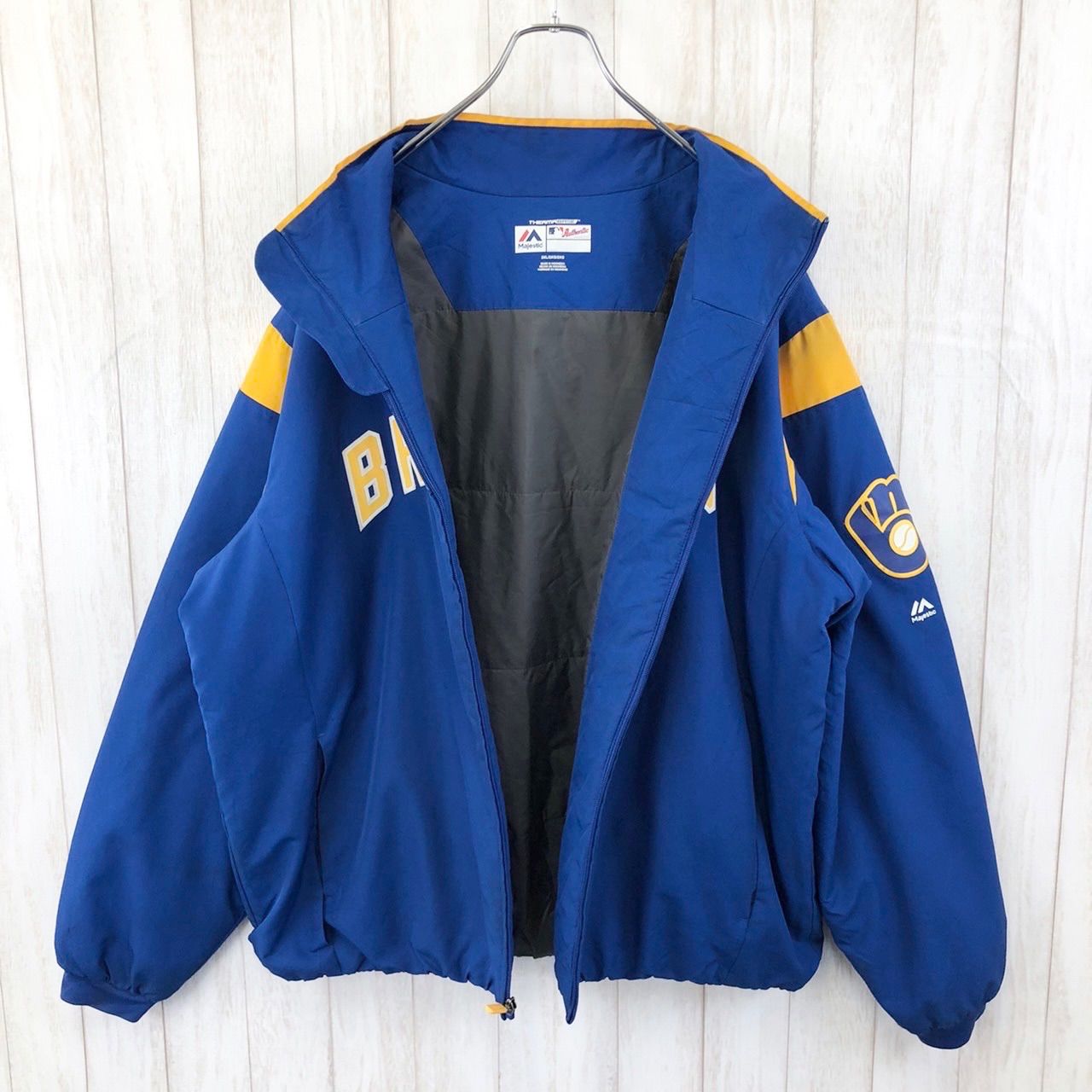 BREWERS ナイロンジャケット 青 Milwaukee Brewers MLB Men's Big & Tall Full-Zip Microfiber Jacket