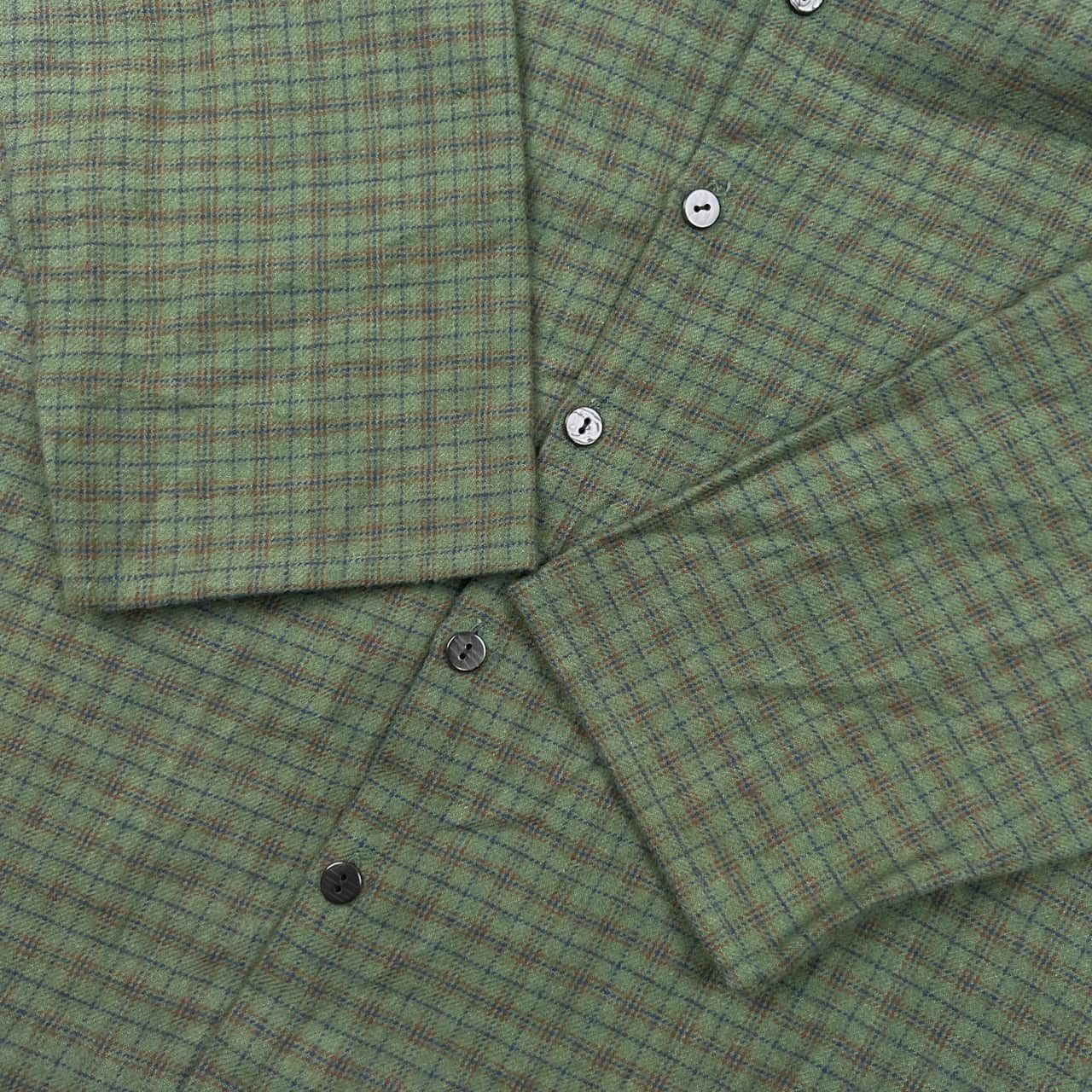 美品 ヨーガンレール Jurgen Lehl コットンシルク ストライプシャツ JURGEN LEHL ヨーガンレール ハイネック チェック 長袖 ネルシャツ M